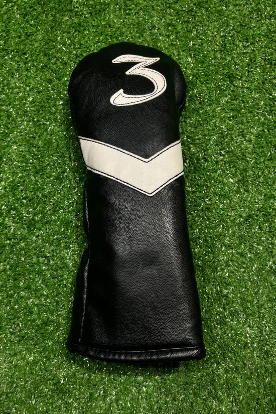 All Black Leather 3 Wood Headcover