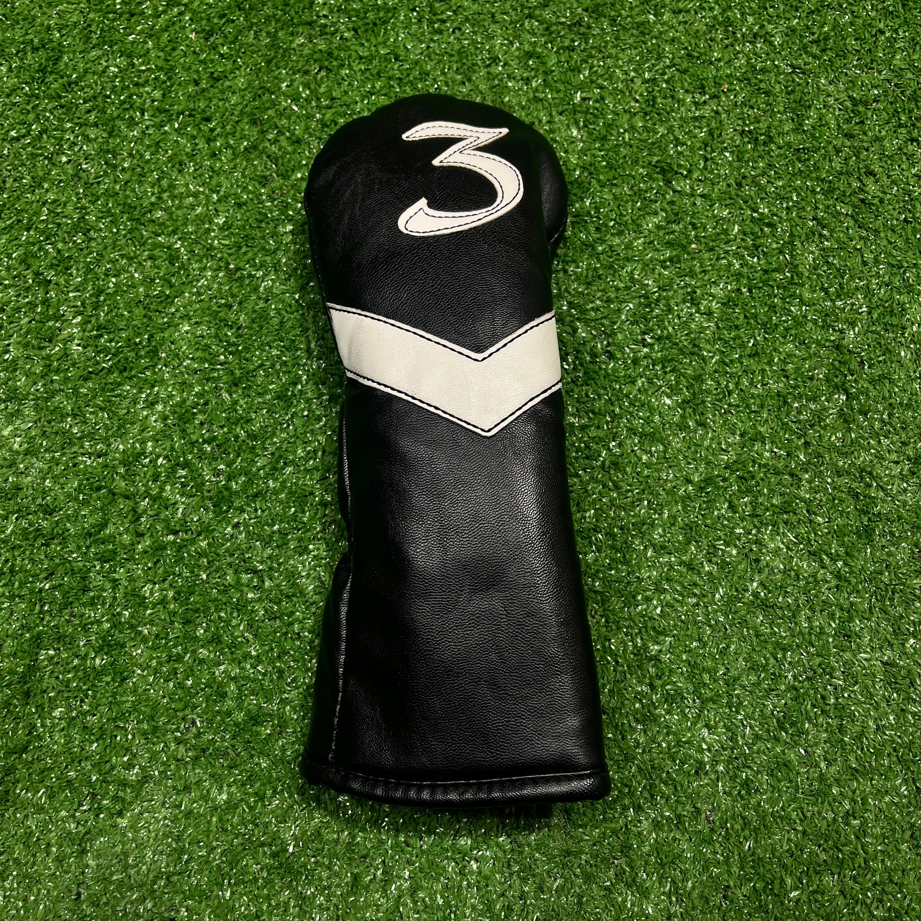 All Black Leather 3 Wood Headcover
