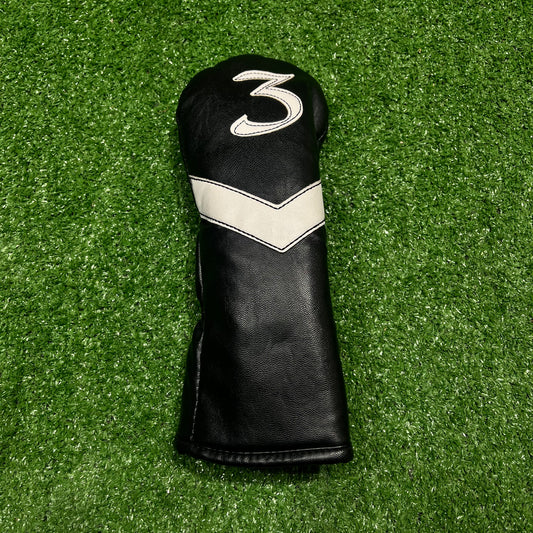 All Black Leather 3 Wood Headcover