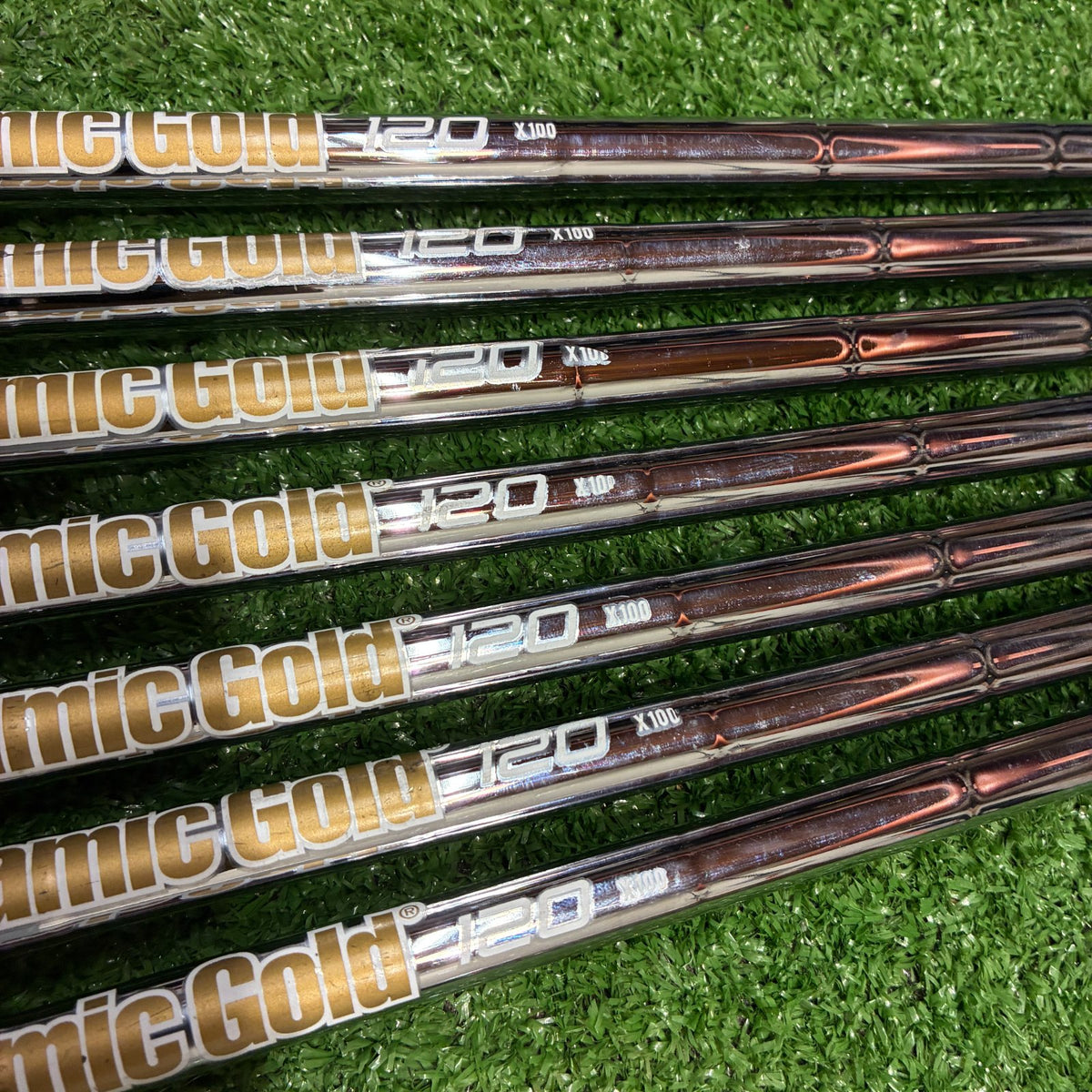 True Temper Dynamic Gold 120 Tour Issue X100 Steel Iron Shaft Set 4-PW Standard length (7 Shafts)
